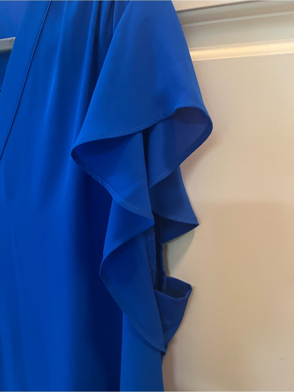Chaus Cobalt Blue V-Neck Flutter Sleeve Top - Picture 3 of 4